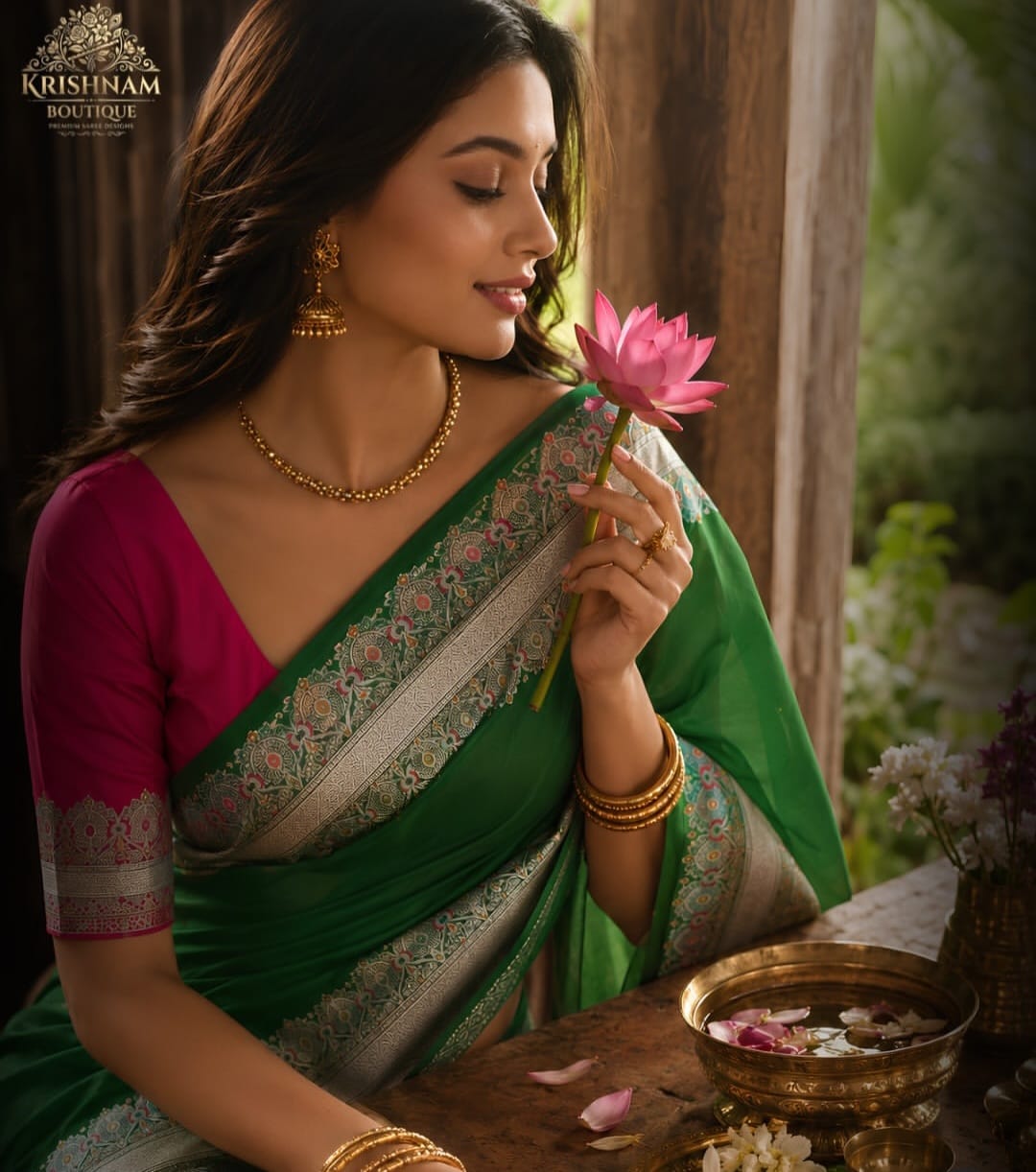 Green Banarasi Silk Saree